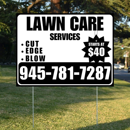 Landscaper - Quality Lawn Care with Price Tag - White Black Design YardSigns.com