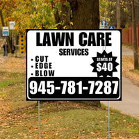 Landscaper - Quality Lawn Care with Price Tag - White Black Design YardSigns.com