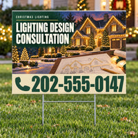 Holiday Signs - Christmas Lights Installation - Lighting Design Consultation Yard Sign - Pine & Champagne- 24 x 18