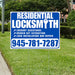 Residential Locksmith Services - Lockout Assistance, Broken Key Extraction, Lock Installation and Repair - Plain White Blue Design - YardSigns.com