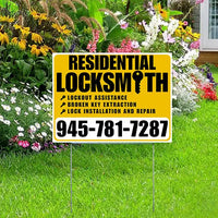 Residential Locksmith Services - Lockout Assistance, Broken Key Extraction, Lock Installation and Repair - Plain White Mustard Gold Design - YardSigns.com