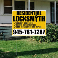 Residential Locksmith Services - Lockout Assistance, Broken Key Extraction, Lock Installation and Repair - Plain White Mustard Gold Design - YardSigns.com