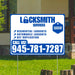Locksmith Services - Residential Lockouts, Automobile Lockouts, Key Duplication - Plain Blue White Design YardSigns.com