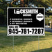 Locksmith Services - Residential Lockouts, Automobile Lockouts, Key Duplication - Plain White Black Design YardSigns.com