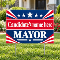 Mayor Campaign Yard Sign – Patriotic Starburst YardSigns.com