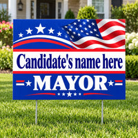 Mayor Campaign Yard Sign – Waving American Flag YardSigns.com