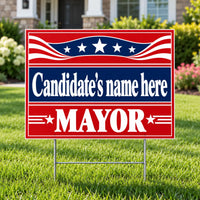 Mayor Campaign Yard Sign – Classic Stars & Ribbon Border YardSigns.com