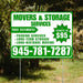 Moving & Storage Services - Long-Distance Moving, Packing Services, Long-Term Storage with Price Tag - Plain Green White Design YardSigns.com