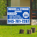 Moving & Storage Services - Long-Distance Moving, Packing Services, Long-Term Storage with Price Tag - Plain White Blue Design YardSigns.com