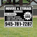 Moving & Storage Services - Long-Distance Moving, Packing Services, Long-Term Storage with Price Tag - Plain White Black Design YardSigns.com