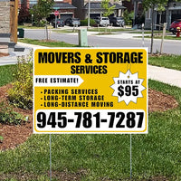Moving & Storage Services - Long-Distance Moving, Packing Services, Long-Term Storage with Price Tag - Plain White Mustard Gold Design YardSigns.com