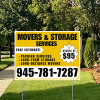 Moving & Storage Services - Long-Distance Moving, Packing Services, Long-Term Storage with Price Tag - Plain White Mustard Gold Design YardSigns.com