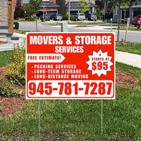 Moving & Storage Services - Long-Distance Moving, Packing Services, Long-Term Storage with Price Tag - Plain White Chili Red Design YardSigns.com