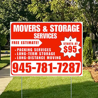 Moving & Storage Services - Long-Distance Moving, Packing Services, Long-Term Storage with Price Tag - Plain White Chili Red Design YardSigns.com