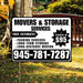 Moving & Storage Services - Long-Distance Moving, Packing Services, Long-Term Storage with Price Tag - Plain Black White Design YardSigns.com