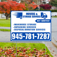 Moving & Storage Services - Warehouse Storage, Unpacking Services, Disposal/Donation Services - Get Quotes - Plain Blue White Design YardSigns.com