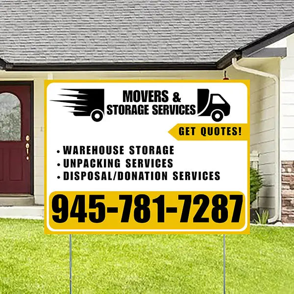 Moving & Storage Services - Warehouse Storage, Unpacking Services, Disposal/Donation Services - Get Quotes - Plain Mustard Gold White Design YardSigns.com