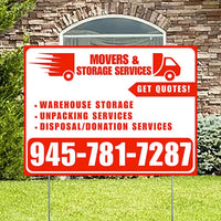 Moving & Storage Services - Warehouse Storage, Unpacking Services, Disposal/Donation Services - Get Quotes - Plain Chili Red White Design YardSigns.com