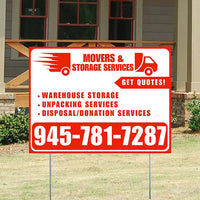 Moving & Storage Services - Warehouse Storage, Unpacking Services, Disposal/Donation Services - Get Quotes - Plain Chili Red White Design YardSigns.com