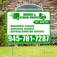 Moving & Storage Services - Warehouse Storage, Unpacking Services, Disposal/Donation Services - Get Quotes - Plain Green White Design YardSigns.com
