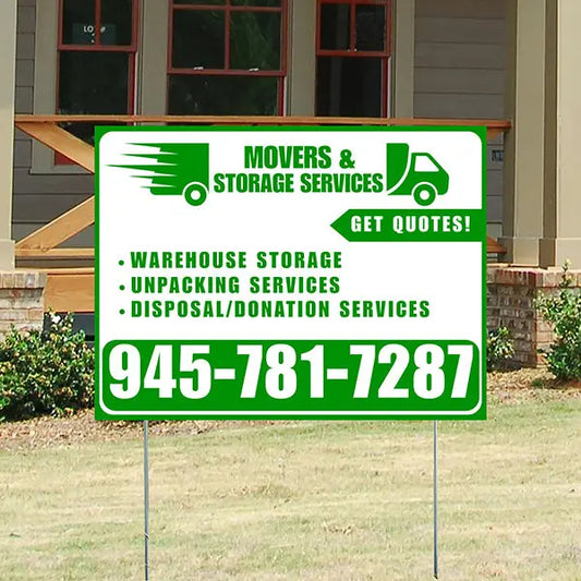 Moving & Storage Services - Warehouse Storage, Unpacking Services, Disposal/Donation Services - Get Quotes - Plain Green White Design YardSigns.com