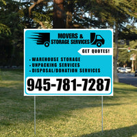 Moving & Storage Services - Warehouse Storage, Unpacking Services, Disposal/Donation Services - Get Quotes - Plain White Aqua Blue Design YardSigns.com