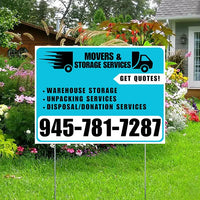 Moving & Storage Services - Warehouse Storage, Unpacking Services, Disposal/Donation Services - Get Quotes - Plain White Aqua Blue Design YardSigns.com