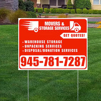 Moving & Storage Services - Warehouse Storage, Unpacking Services, Disposal/Donation Services - Get Quotes - Plain White Chili Red Design YardSigns.com