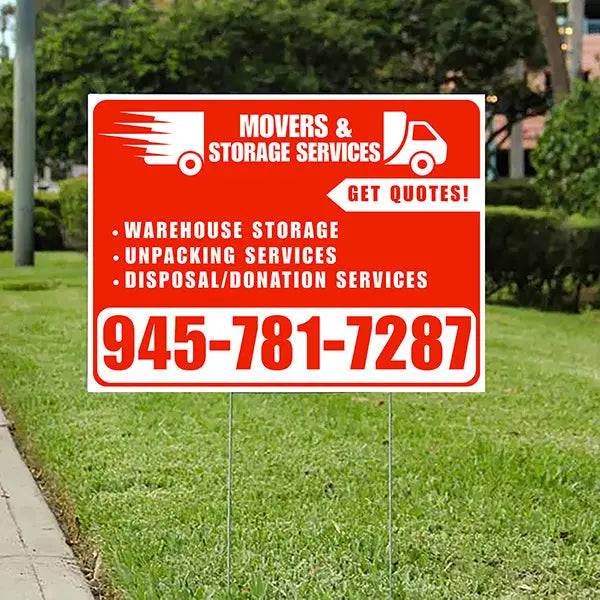 Moving & Storage Services - Warehouse Storage, Unpacking Services, Disposal/Donation Services - Get Quotes - Plain White Chili Red Design YardSigns.com