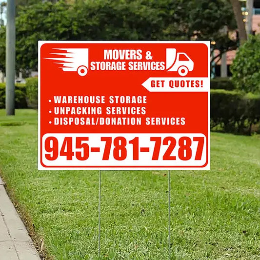 Moving & Storage Services - Warehouse Storage, Unpacking Services, Disposal/Donation Services - Get Quotes - Plain White Chili Red Design YardSigns.com