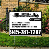 Moving & Storage Services - Warehouse Storage, Unpacking Services, Disposal/Donation Services - Get Quotes - Plain Black White Design YardSigns.com