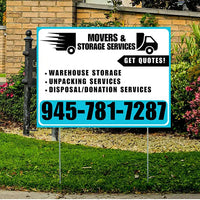 Moving & Storage Services - Warehouse Storage, Unpacking Services, Disposal/Donation Services - Get Quotes - Plain Aqua Blue White Design YardSigns.com