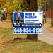 Realtor Yard Signs - Need a Realtor? - White Blue Right Arrow with Image and Logo Design YardSigns.com