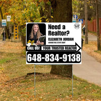 Realtor Yard Signs - Simple White Black Right Arrow with Image and Logo Design YardSigns.com