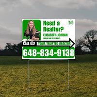 Realtor Yard Signs - Simple White Green Right Arrow with Image and Logo Design YardSigns.com