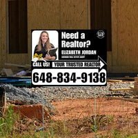 Realtor Yard Signs - Need a Realtor? - Black White Right Arrow with Image and Logo Design YardSigns.com