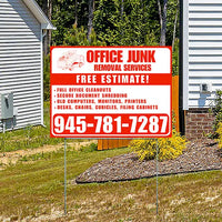 Office Junk Removal Services - Full Office Cleanouts, Secure Document Shredding, Old Computers, Monitors, Printers, Desks, Chairs, Cubicles, Filing Cabinets with Free Estimate - Plain White Chili Red YardSigns.com