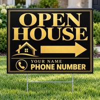 Real Estate - Open House - Black Gold Elegant YardSigns.com