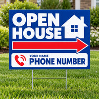 Real Estate - Open House - Blue Home YardSigns.com