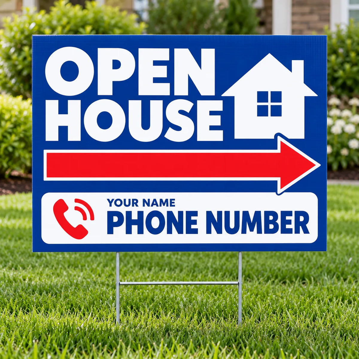 Real Estate - Open House - Blue Home YardSigns.com