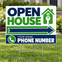 Real Estate - Open House - Green Navy YardSigns.com