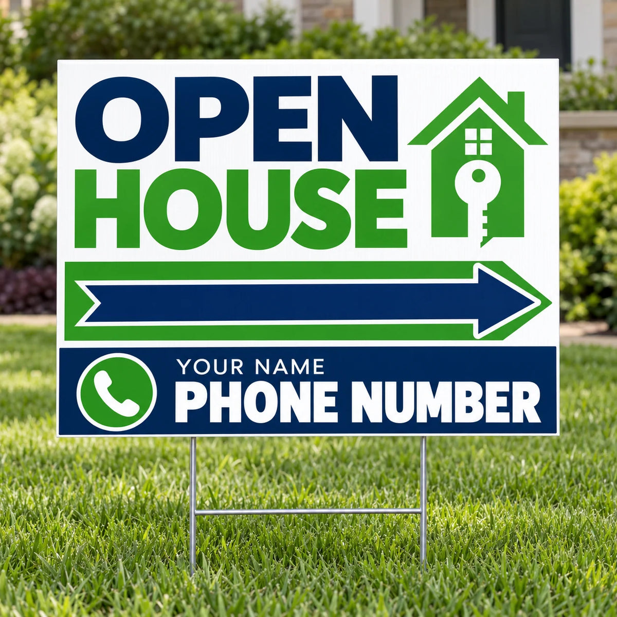 Real Estate - Open House - Green Navy YardSigns.com