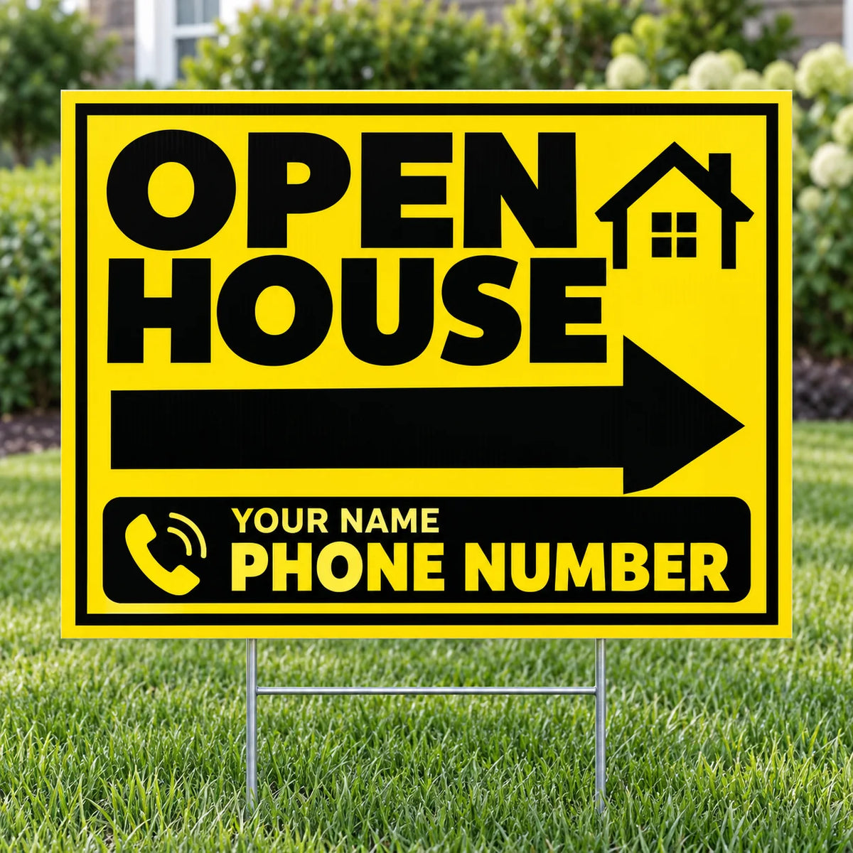 Real Estate - Open House - Yellow Black YardSigns.com