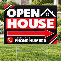 Real Estate - Open House - Red Black Block YardSigns.com
