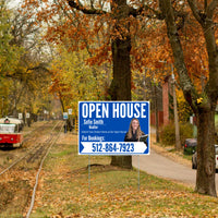 Real Estate - Open House - Plain Realtor Blue White Design YardSigns.com