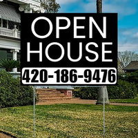 Real Estate - Open House - Plain Black White Design YardSigns.com