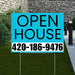 Real Estate - Open House - Plain Aqua Blue White Design YardSigns.com