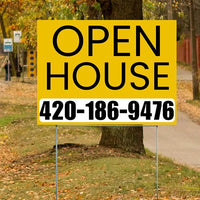 Real Estate - Open House - Plain Mustard Gold White Design YardSigns.com