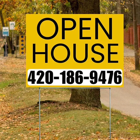 Real Estate - Open House - Plain Mustard Gold White Design YardSigns.com