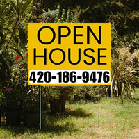 Real Estate - Open House - Plain Mustard Gold White Design YardSigns.com